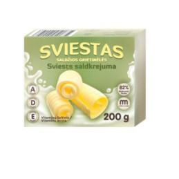 Saldžios grietinėlės sviestas, 82%, 200 g