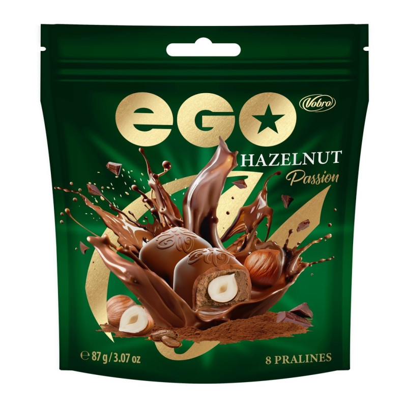 Saldainiai šok.EGO Hazelnut Pasion su lazd.rieš. 87  g