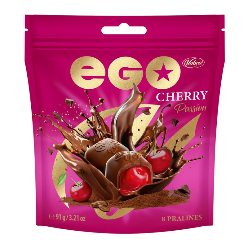 Saldainiai šok.EGO Cherry Pasion su vyšniomis 91 g
