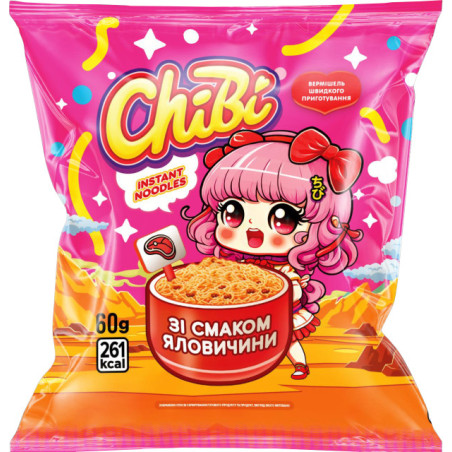 Gr. paruoš. makaronai CHIBI jautienos skonio, 60 g