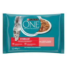 Konservuotas sterilizuotų kačių ėdalas su lašiša ONE, 4x85 g