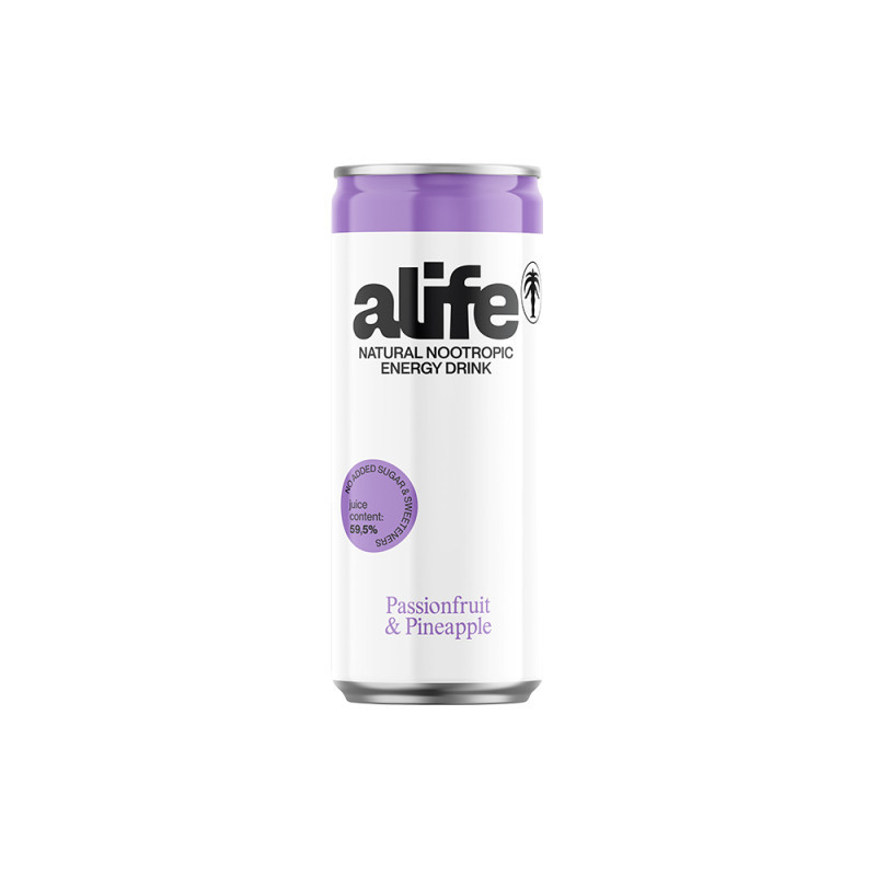 Gaz.nat.energinis gėr. ALIFE,pasifl.ir anan.sk.,skard.,330ml