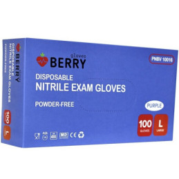 Vienk. nitrilinės pirštinės BERRY, L dydis, 100 vnt.