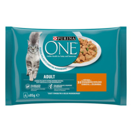 Drėgnas kačių ėdalas, višt. su šparag. pup. padaže ONE ADULT, 4 x 85 g