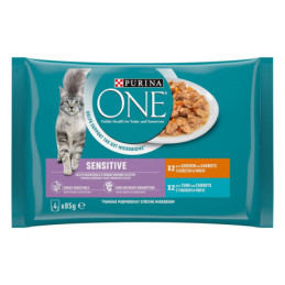 Konserv. steril. kačių ėdalas ONE SENSITIVE su višt. ir tunu, 4x85g