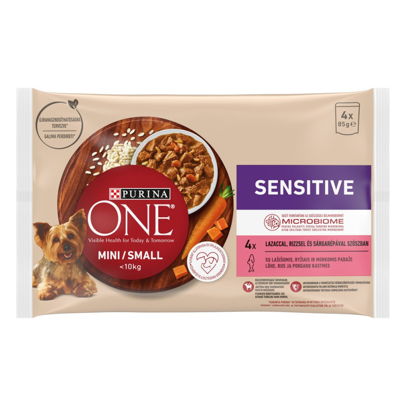 Konserv. šunų ėdalas lašišos sk. ONE MINI SENSITIVE, 4x85g