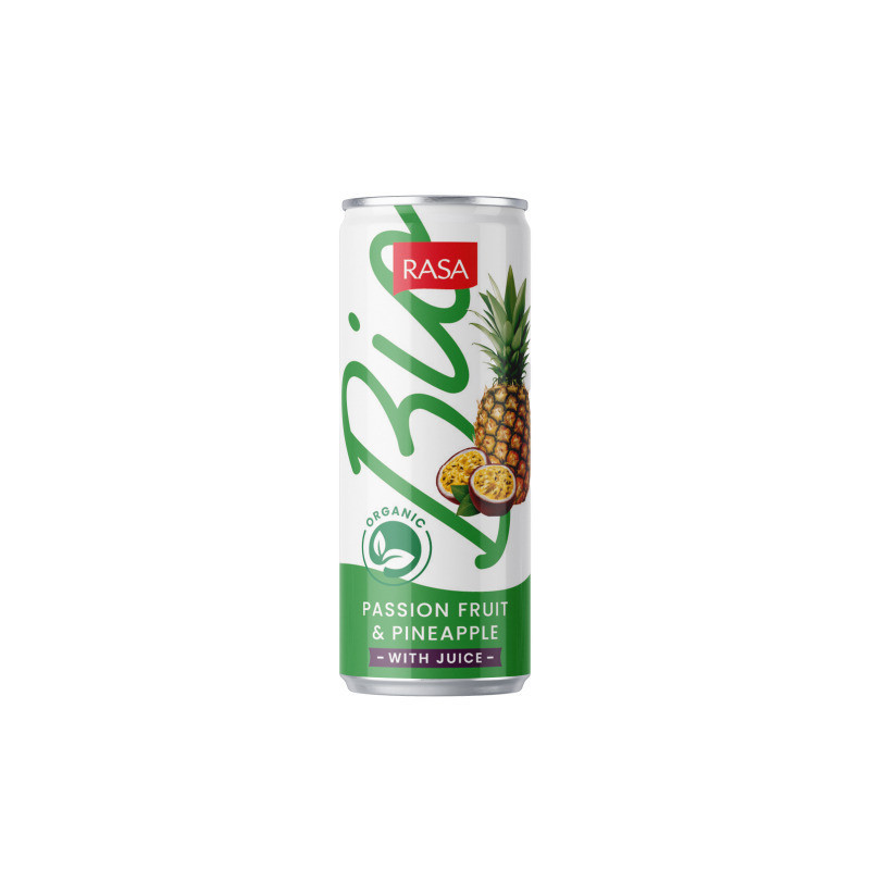 Eko. gaiv. gėr. RASA BIO, pasiflorų, ananasų sk.gaz., 330 ml