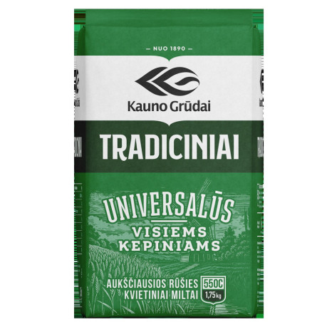 Tradiciniai kvietiniai miltai, KAUNO GRŪDAI, 550C, 1750 g