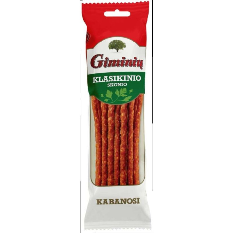 Karštai rūkytos GIMINIŲ kabanosi lazdelės, original,100 g, I rūšis