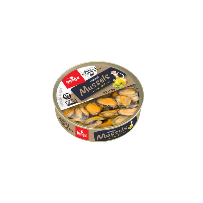 Midijos BANGA, rūkytos, aliejuje, 120 g