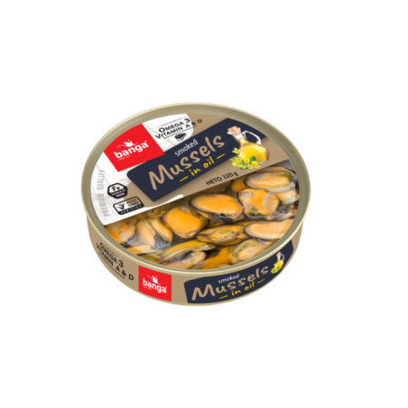 Midijos BANGA, rūkytos, aliejuje, 120 g