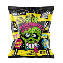 Karamelė   SOUR MADNESS Skull-Shaped Lollipops 90 g
