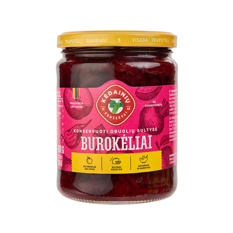 Konservuoti burokėliai KĖDAINIŲ, obuolių sultyse, 480 g