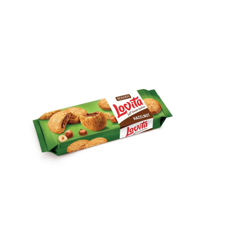 Minkšti sausainiai LOVITA su lazd. riešutų kremo įd., 127 g