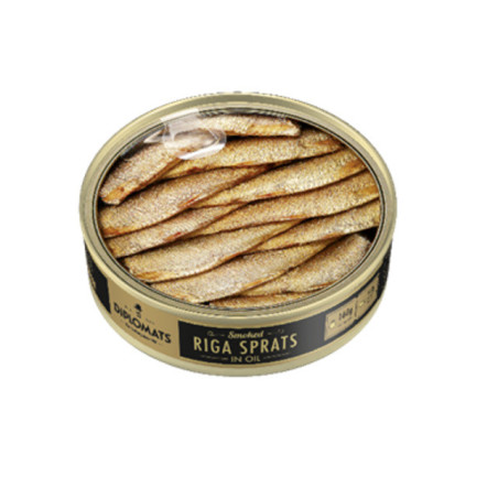 Šprotai DIPLOMATS, aliejuje, rūkyti, skard., 160 g