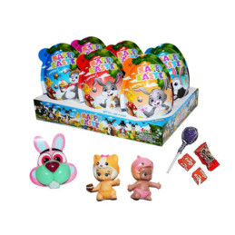 Plast.kiaušinis Happy Easter  su ledinuku,kr.guma ir žaislu 20 g