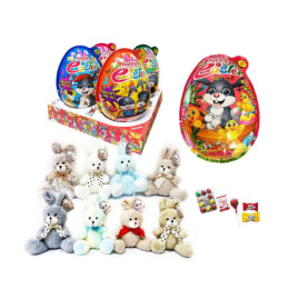Plast. kiaušinis SUPER BIG Happy Easter su žaislu ir sald.50 g