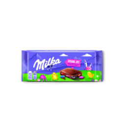 Pieninis šokoladas MILKA SPRING JOY su kakav. dražė, 90 g
