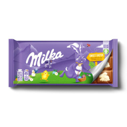 Pieninis šokoladas MILKA EASTER su baltuoju šokoladu, 92 g