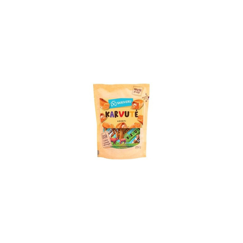 Karameliniai saldainiai SKRIVERU KARVUTĖ, įvairių skonių, 250 g
