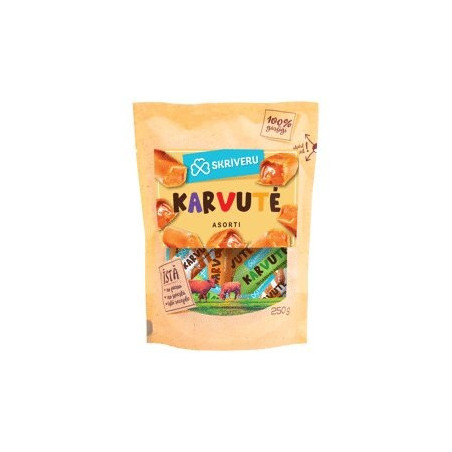Karameliniai saldainiai SKRIVERU KARVUTĖ, įvairių skonių, 250 g