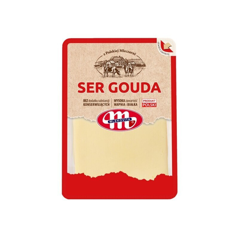 Fermentinis sūris MLEKOVITA, GOUDA, pjaustytas,45%rieb.,500 g