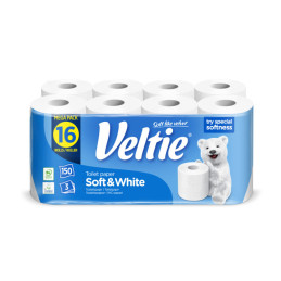 Tualetinis popierius VELTIE SOFT AND WHITE, 3 sl., 16 vnt.