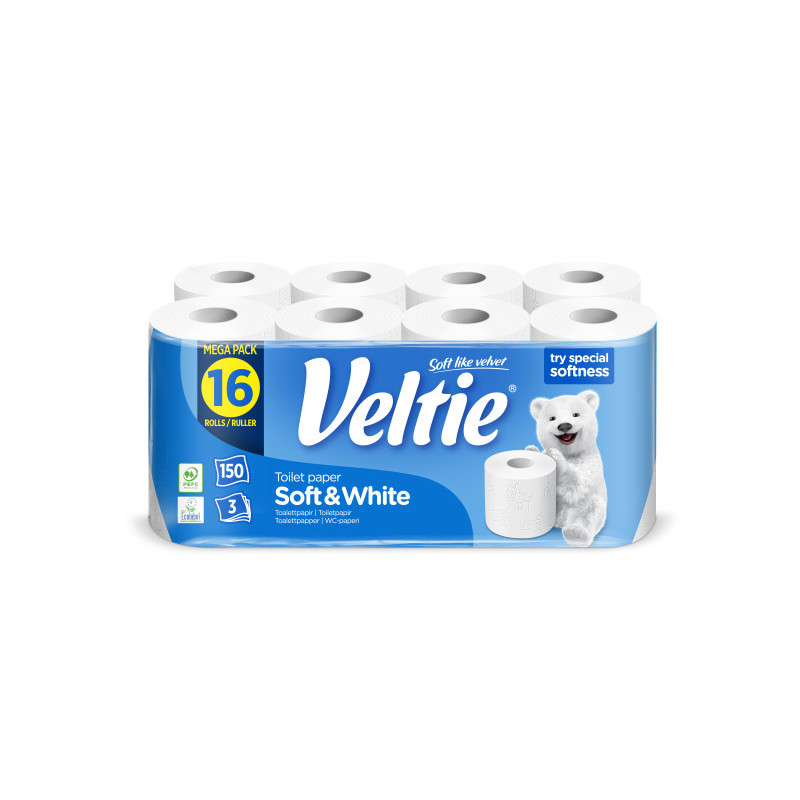 Tualetinis popierius VELTIE SOFT AND WHITE, 3 sl., 16 vnt.