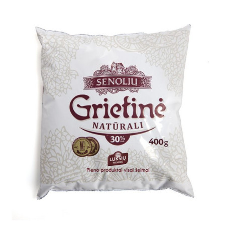 Natūrali grietinė SENOLIŲ, maiš., 30 %, 400 g