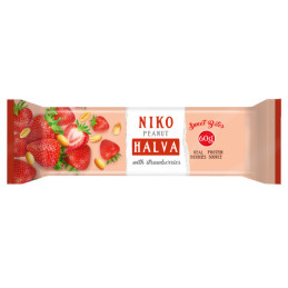 Žemės riešutų chalva NIKO su braškėmis, 60 g