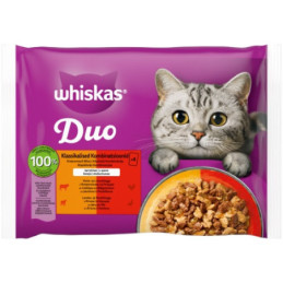 Kons. kačių ėdalas WHISKAS Pouch Tasty Duo Classic, 4X85 g