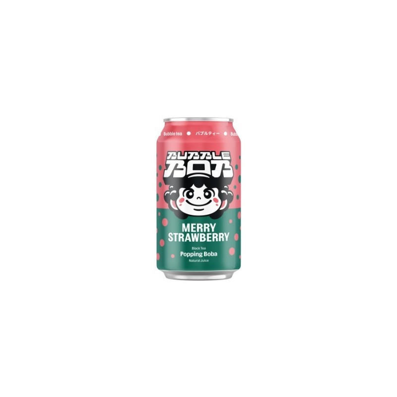 Juodos arbatos gėrimas BUBBLE BOB su braškių burbuliukais, 330 ml