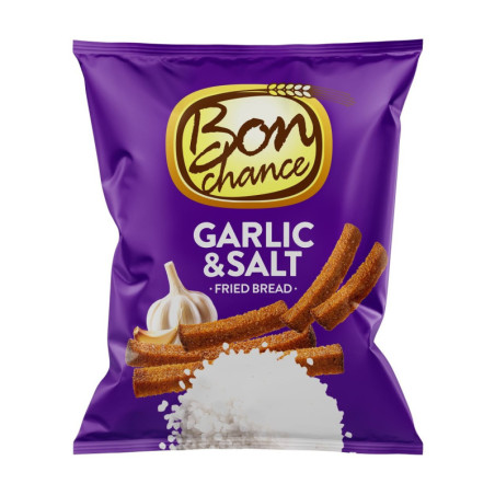 Keptos duonos traškučiai BON CHANCE su česnaku ir druska, 150 g