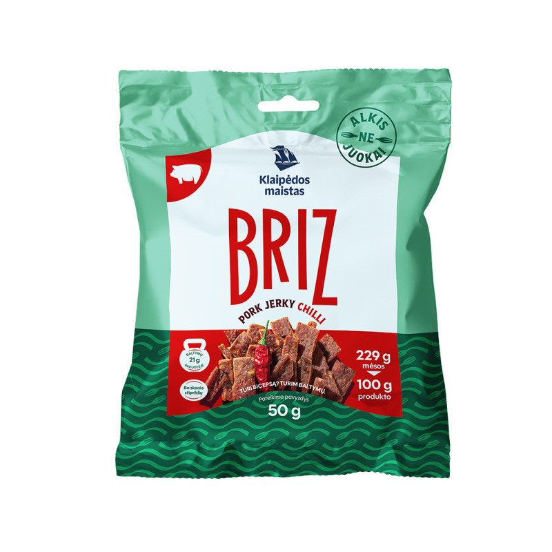 Džiovintas kiaulienos užkandis BRIZ, CHILLI, a.r., 50 g