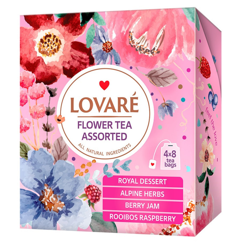 Arbatų rinkinys LOVARE ASSORTED FLOWER AND HERBAL TEA, 4 x8 vnt, 48 g