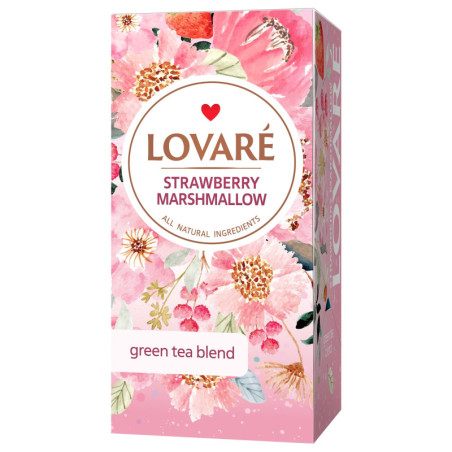 Arbata LOVARE STRAWBERRY MARSHMALLOW, 24 vnt, 36 g
