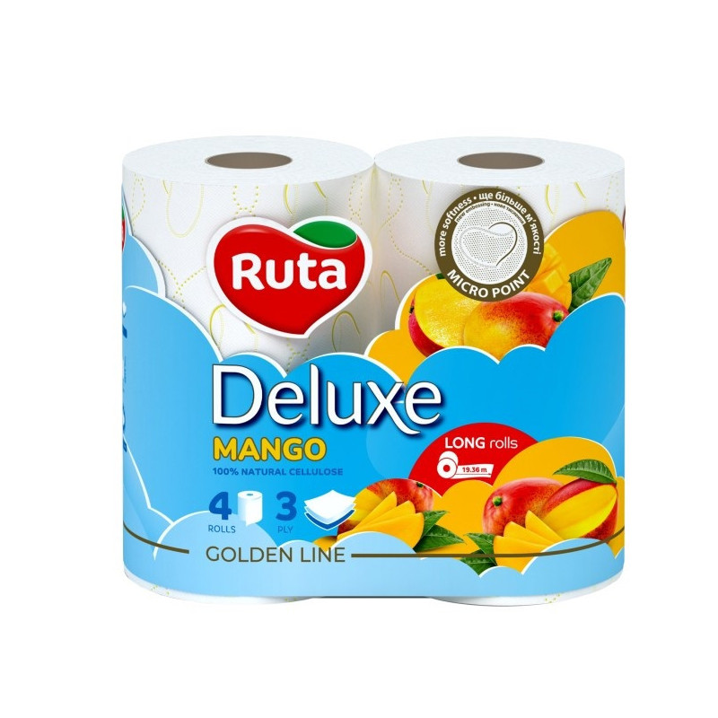 Tualetinis popierius RUTA Pure White Deluxe Mango 4rul 3sl., 160 lapų