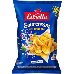 Bulvių traškučiai ESTRELLA, grietinės ir svogūnų sk., 180 g