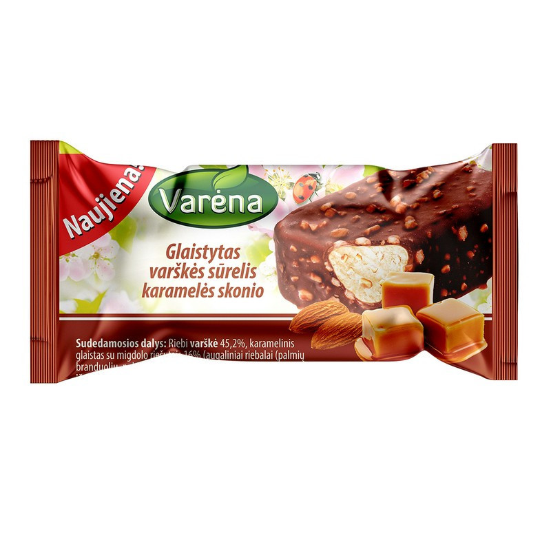 Glaist. varškės sūrelis VARĖNA, karamelės sk., 40 g