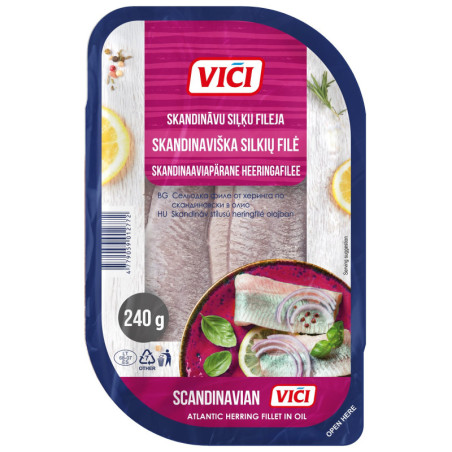 Skandinaviška silkių filė aliejuje VIČI 240g