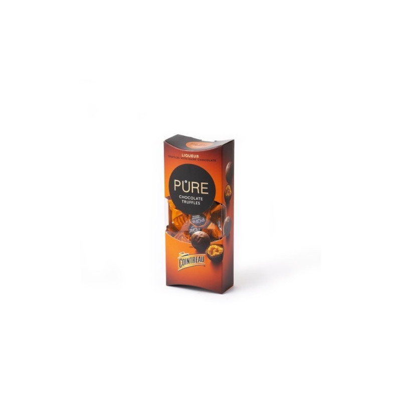 Juodojo šokolado triufeliai PURE su kreminiu apelsinų likerio COINTREAU įdaru, 108 g