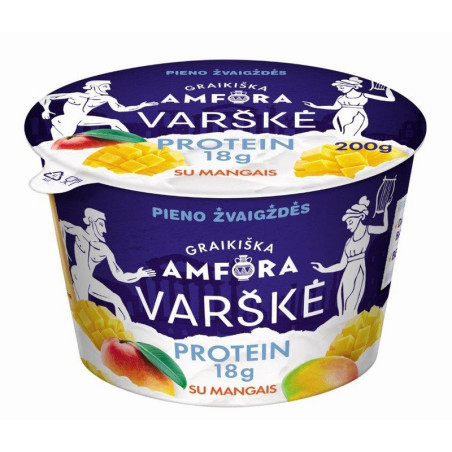 Varškė su mangais GRAIKIŠKA AMFORA PROTEIN, 0.8 %, 200 g