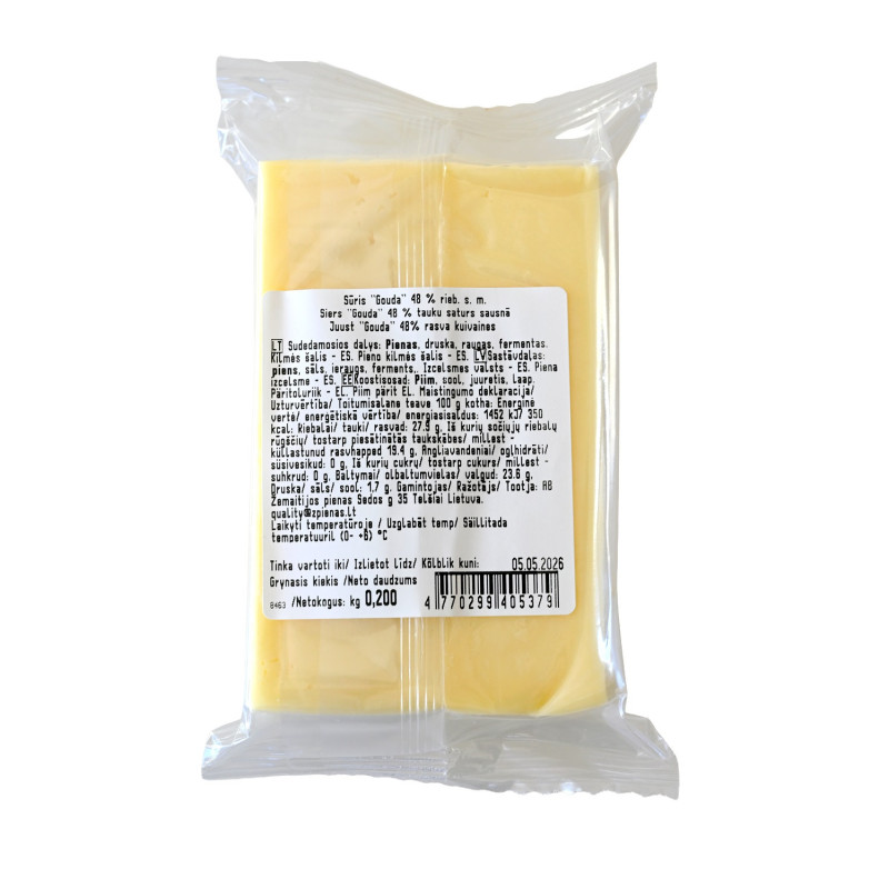 Fermentinis sūris Gouda, 48 % rieb.s.m., 200 g