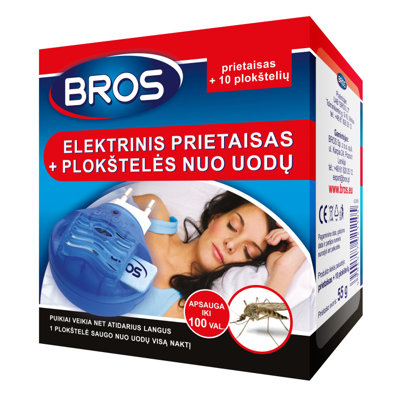 Elektrinis prietaisas nuo uodų BROS, 10 plokštelių, 1 vnt.