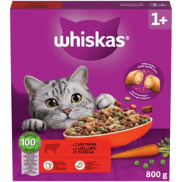 Sausas pašaras katėms WHISKAS Adult, su jautiena, 800 g