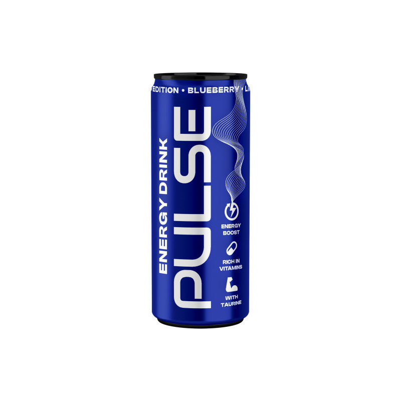 Energinis gėrimas PULSE, BLUEBERRY, skard., 250 ml