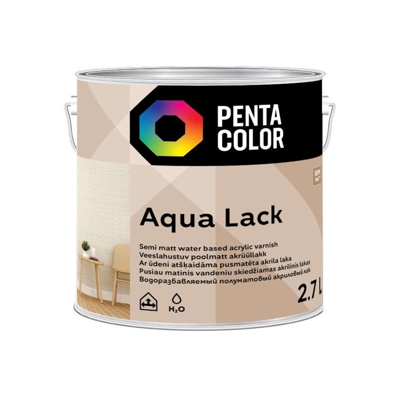 Akrilinis lakas Pentacolor Aqua Lack, pusiau matinis, 2.7 l