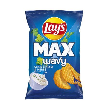 Bulvių traškučiai LAYS WAVY grietinės sk., 120 g