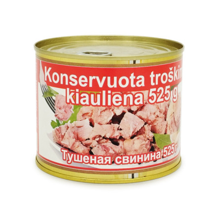 Konservuota troškinta kiauliena 75%, 525 g