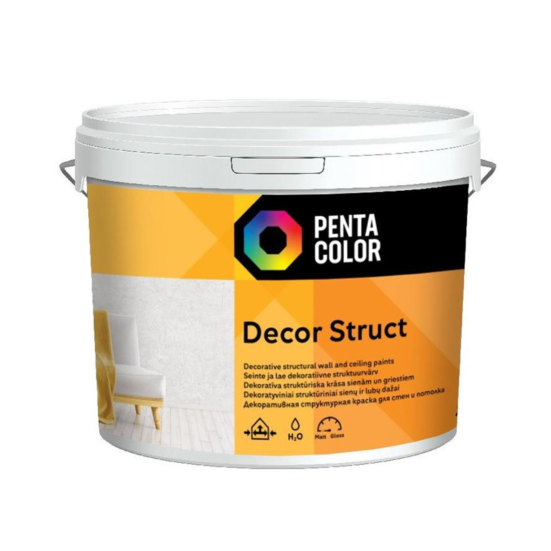 Dispersiniai faktūriniai dažai Pentacolor Decor, balta, 10 l